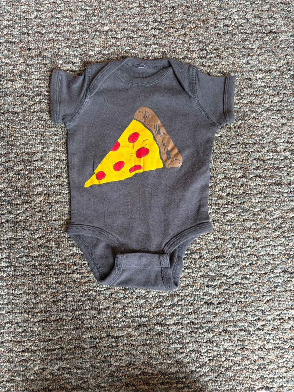 Gray Kids One-Piece with Pizza Graphic